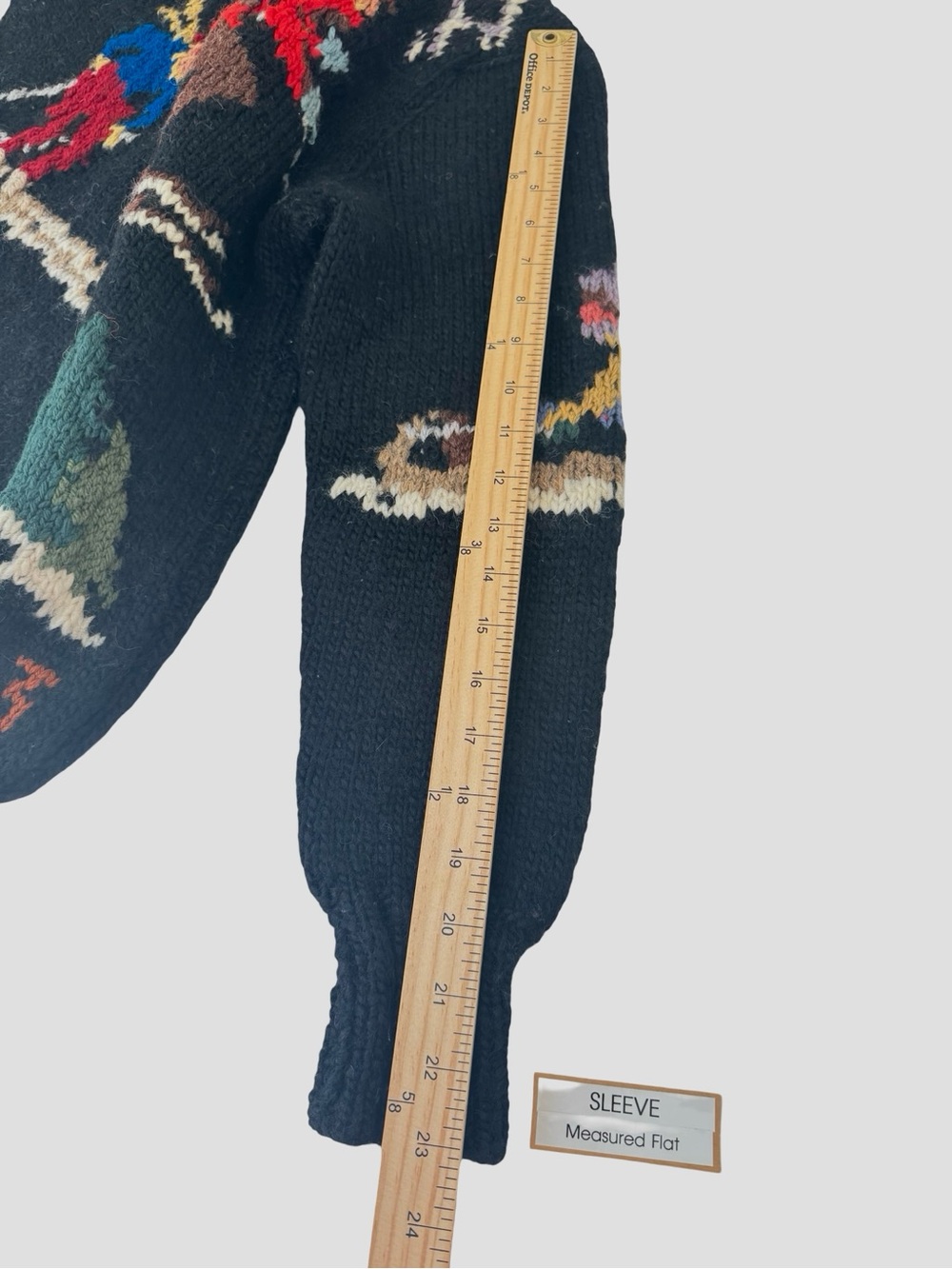 VERY RARE Vintage Ralph Lauren RL83 Hand Knit Skier Winter Wool Sweater Black - Picture 13 of 16